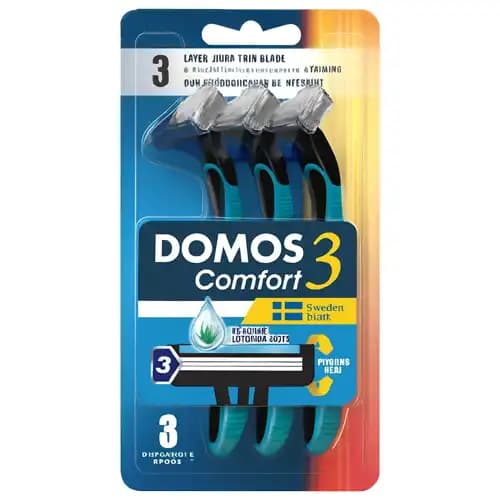 خودتراش مردانه دوموس Domos مدل 3 لبه بسته 3 عددی — تصویر ۲
