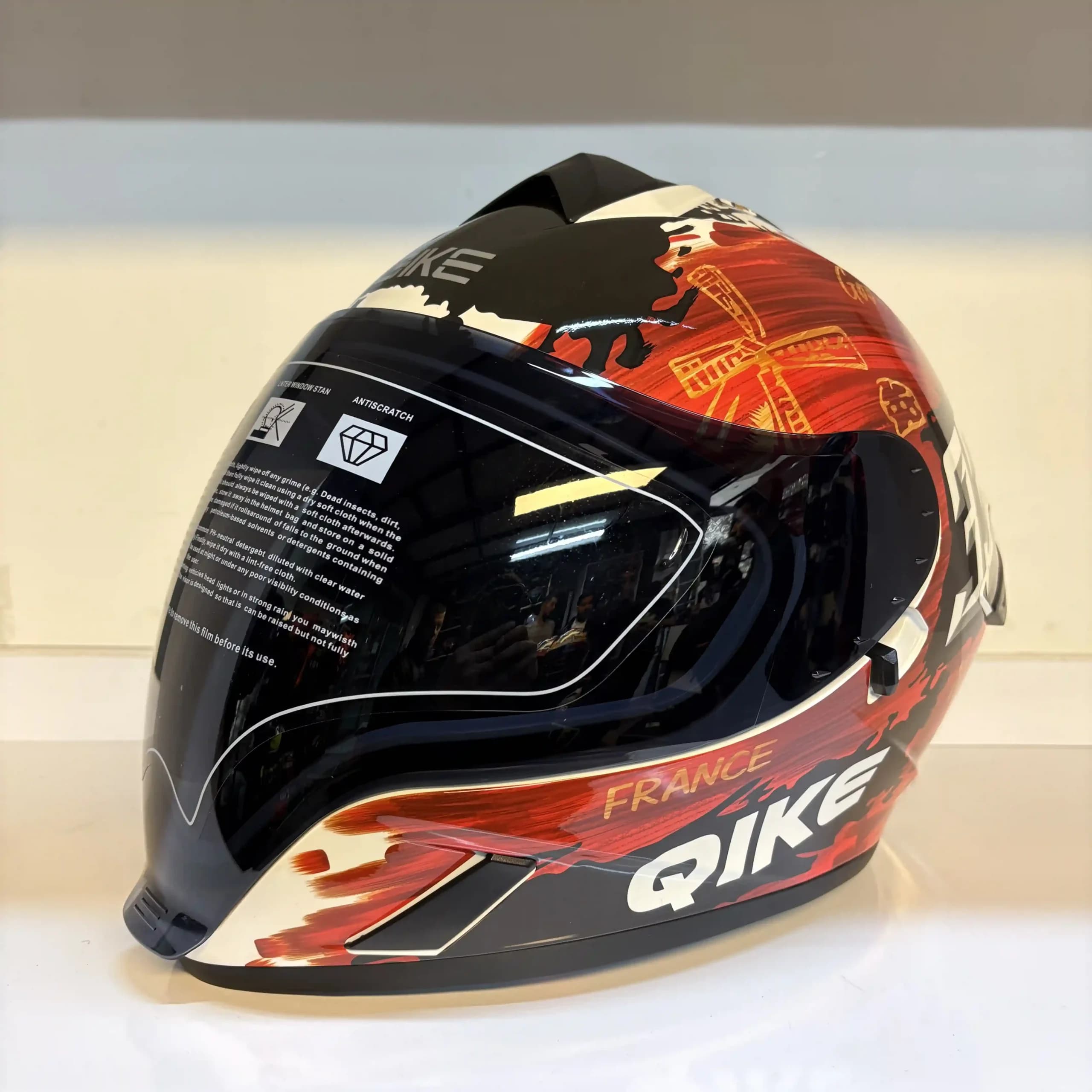 کلاه فولفیس QIKE مدل قرمز–آبی | QIKE Full Face Helmet — تصویر ۶