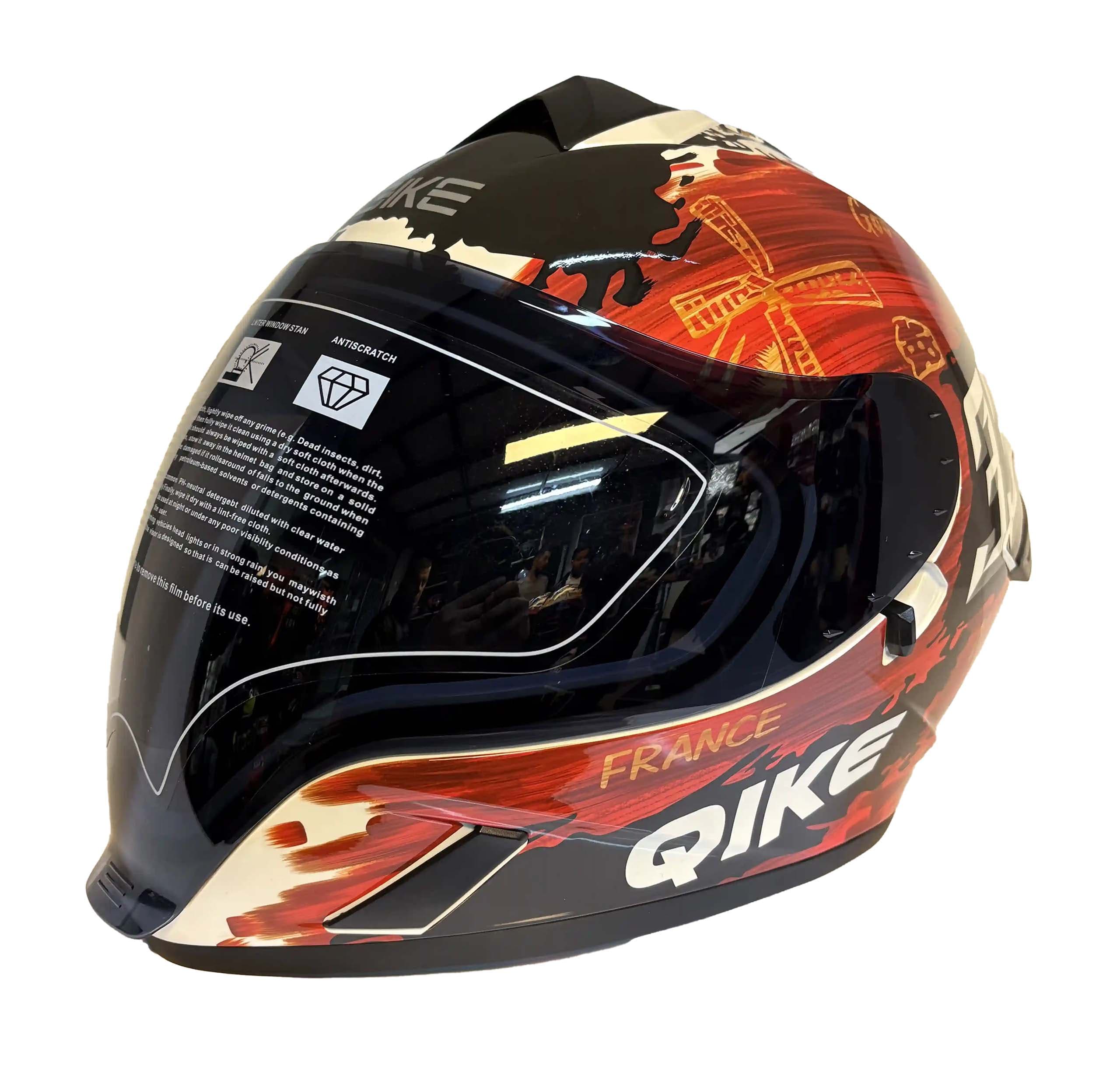 کلاه فولفیس QIKE مدل قرمز–آبی | QIKE Full Face Helmet