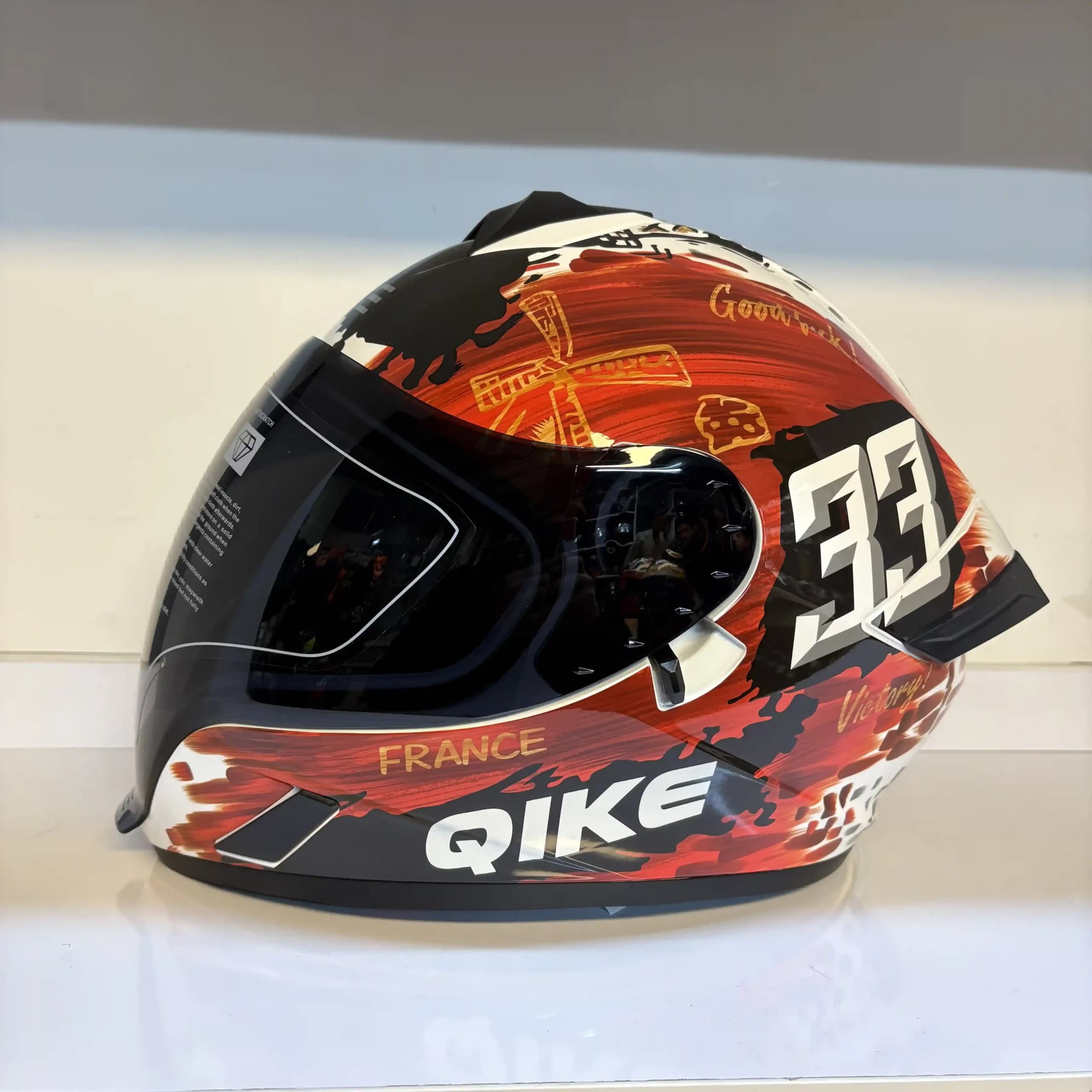 کلاه فولفیس QIKE مدل قرمز–آبی | QIKE Full Face Helmet — تصویر ۲