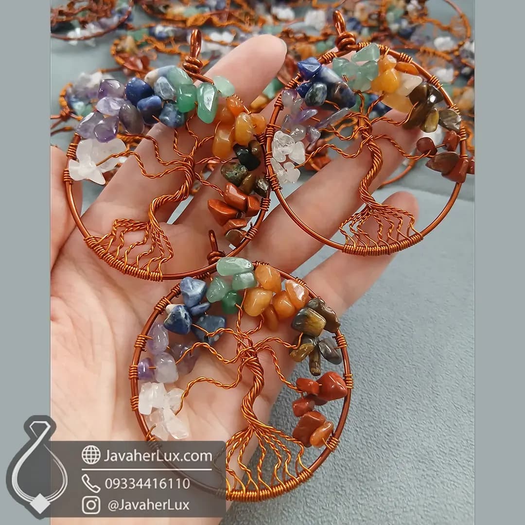 گردنبند هفت سنگ چاکرا درخت زندگی بزرگ 7 Chakra Tree of Life _ کد 400597 — تصویر ۳