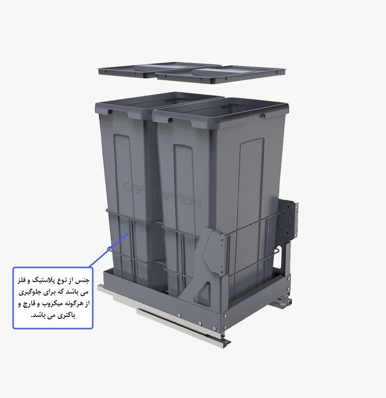 سطل زباله ریلی آرامبند دو قلو ملونی مدل 9026 — تصویر ۵