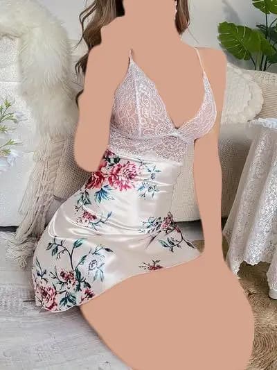 لباس خواب ساتن و دانتل Queen کد 2070 — تصویر ۳