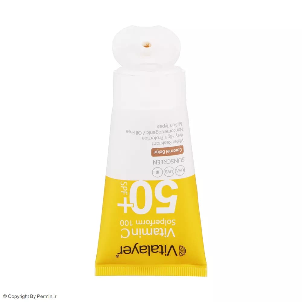 کرم ضد آفتاب رنگی ویتالیر SPF50 دارای ویتامین C مدل Caramel Begie حجم 40 میلیلیتر — تصویر ۴