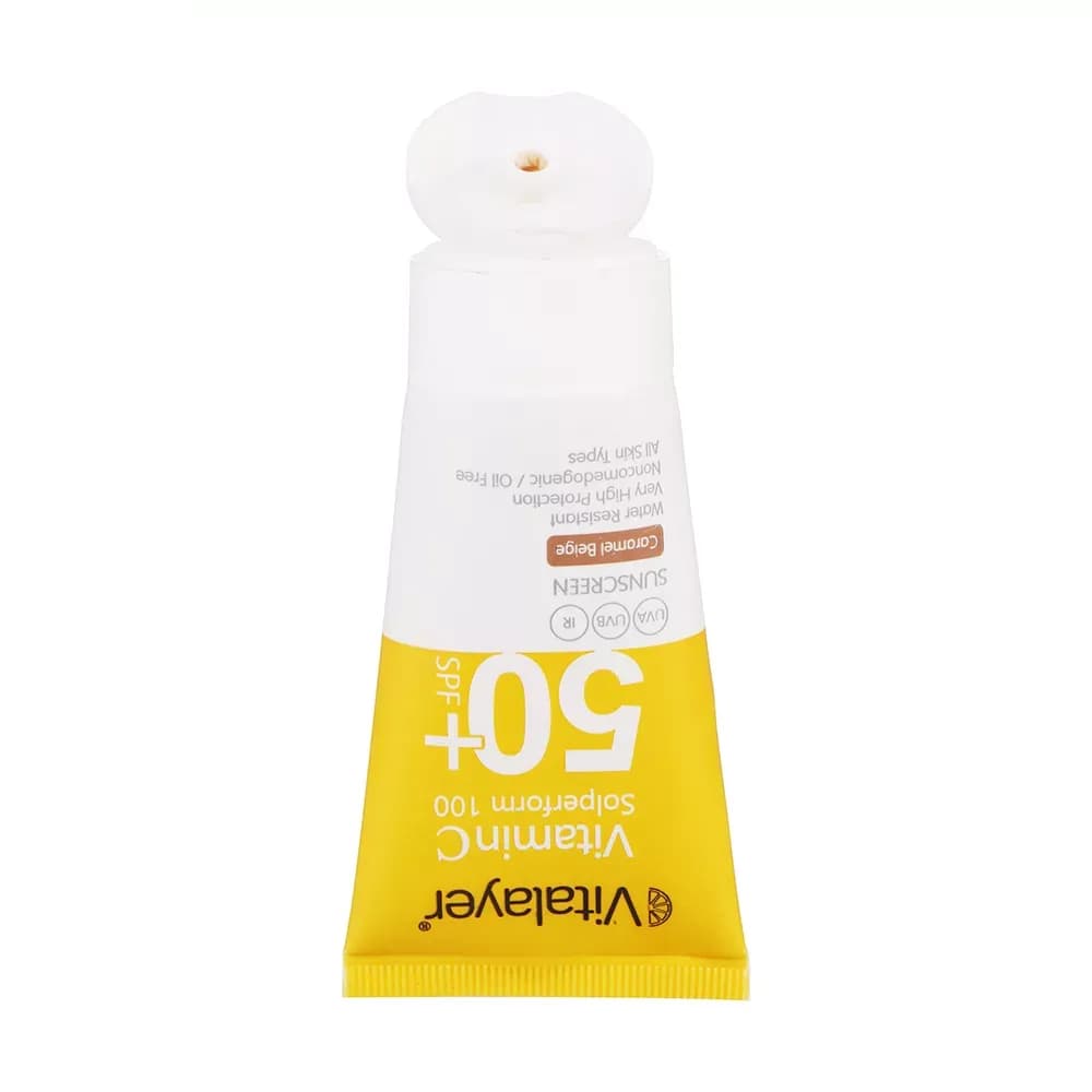 کرم ضد آفتاب رنگی ویتالیر SPF50 دارای ویتامین C مدل Caramel Begie حجم 40 میلیلیتر — تصویر ۲