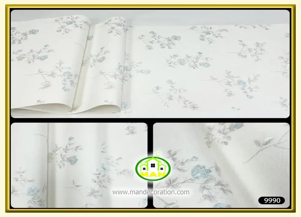 کاغذ دیواری آنجل گلدار آبی کد:9990