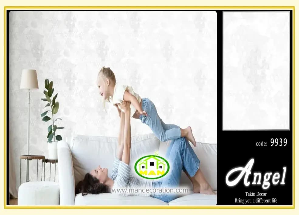 کاغذ دیواری آنجل مدرن طوسی کد:9939 — تصویر ۲
