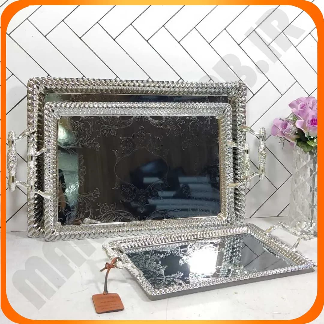 6893 سینی سه تکه نقره ای جعبه قرمز جرمکس