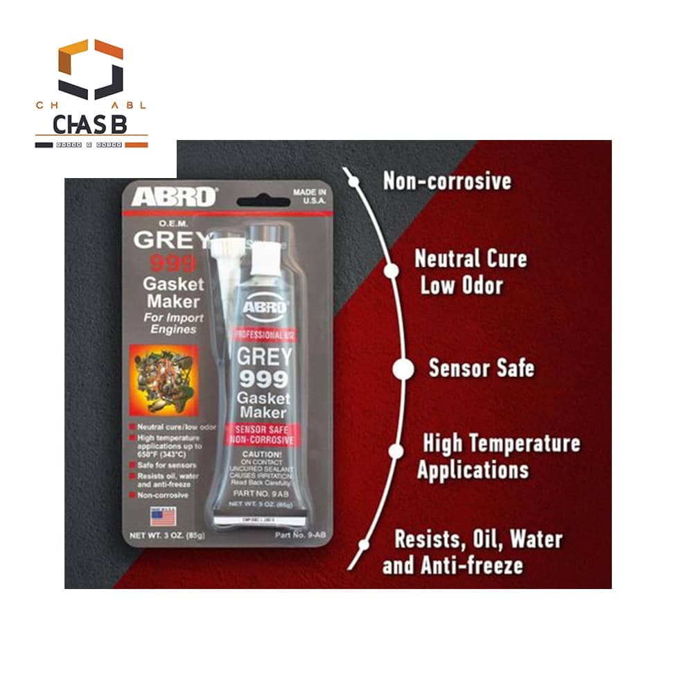 چسب واشر ساز سیلیکون حرارتی خاکستری ابرو – ABRO GREY 999 RTV SILICONE GASKET MAKER 85G — تصویر ۴