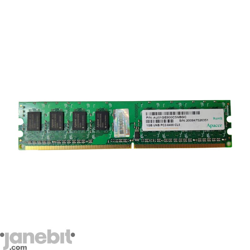 رم کامپیوتر 1 گیگ APACER مدل PC2-64000 با حافظه DDR2 سرعت 800MHz-استوک