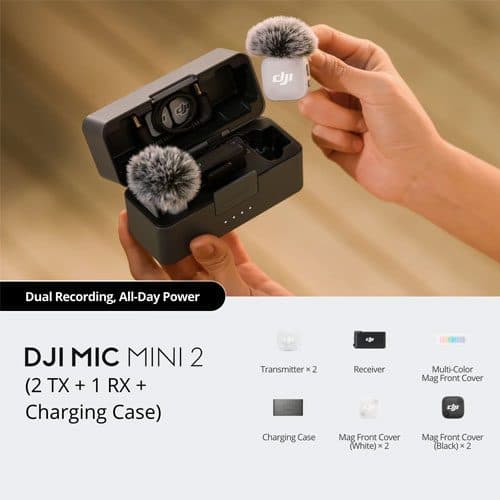 میکروفون بی سیم یقه ای دی جی آی دو کاربر DJI Mic Mini 2 2-Person — تصویر ۸