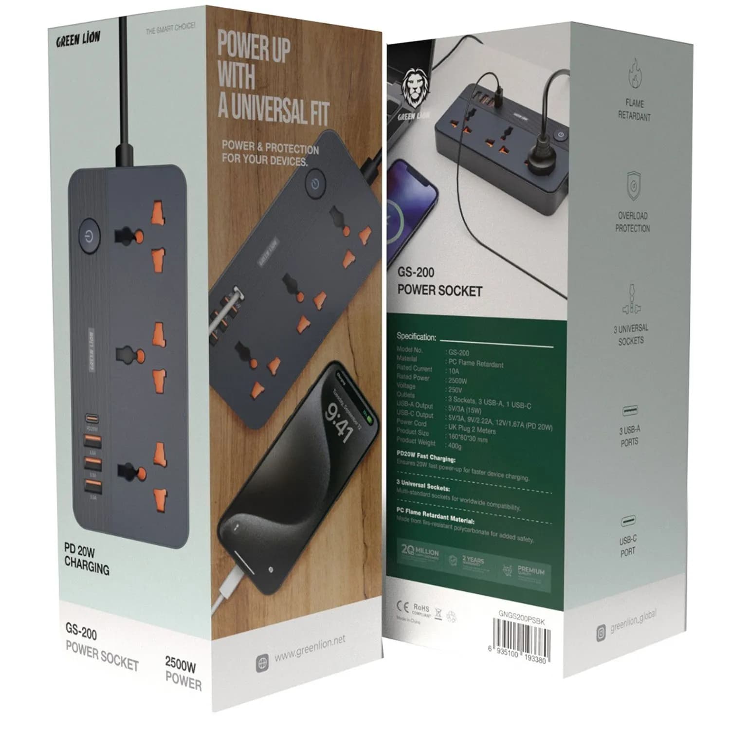 چندراهی برق جیاس 200 گرین لاین | Green Lion GS-200 Power Socket 2500W — تصویر ۲