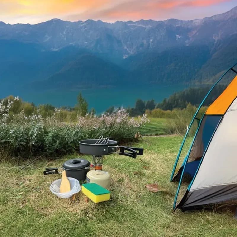 ست ظروف آشپزی و گاز کمپینگ گرین لاین Green Lion 10 IN 1 Camping Cookware — تصویر ۳