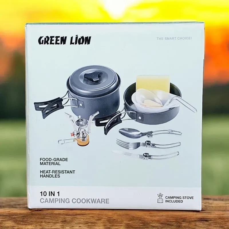 ست ظروف آشپزی و گاز کمپینگ گرین لاین Green Lion 10 IN 1 Camping Cookware — تصویر ۲