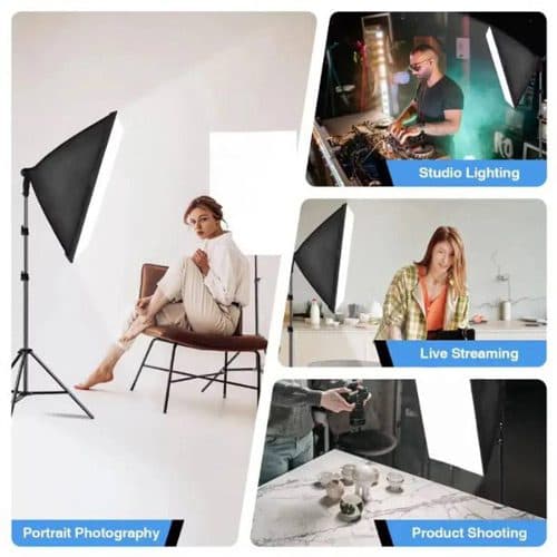 کیت دو شاخه سافت باکس لامپی Softbox 50×70 Bi-Color + پایه و لامپ — تصویر ۴