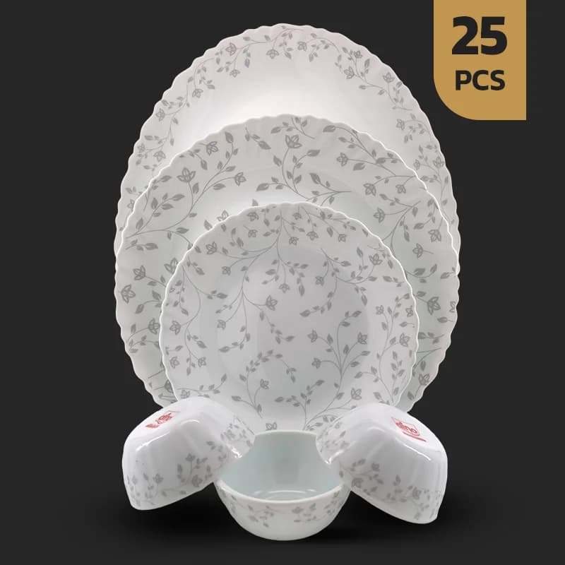 سرویس 25 پارچه اپال طرح 28008-خاکستری
