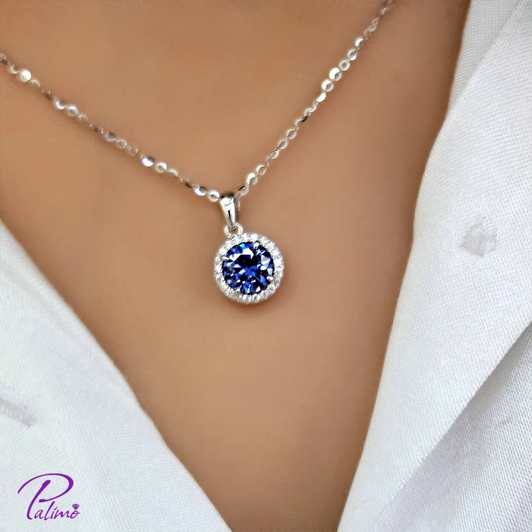 سرویس نقره جواهر آبی کد S2085 با روکش طلای سفید — تصویر ۳