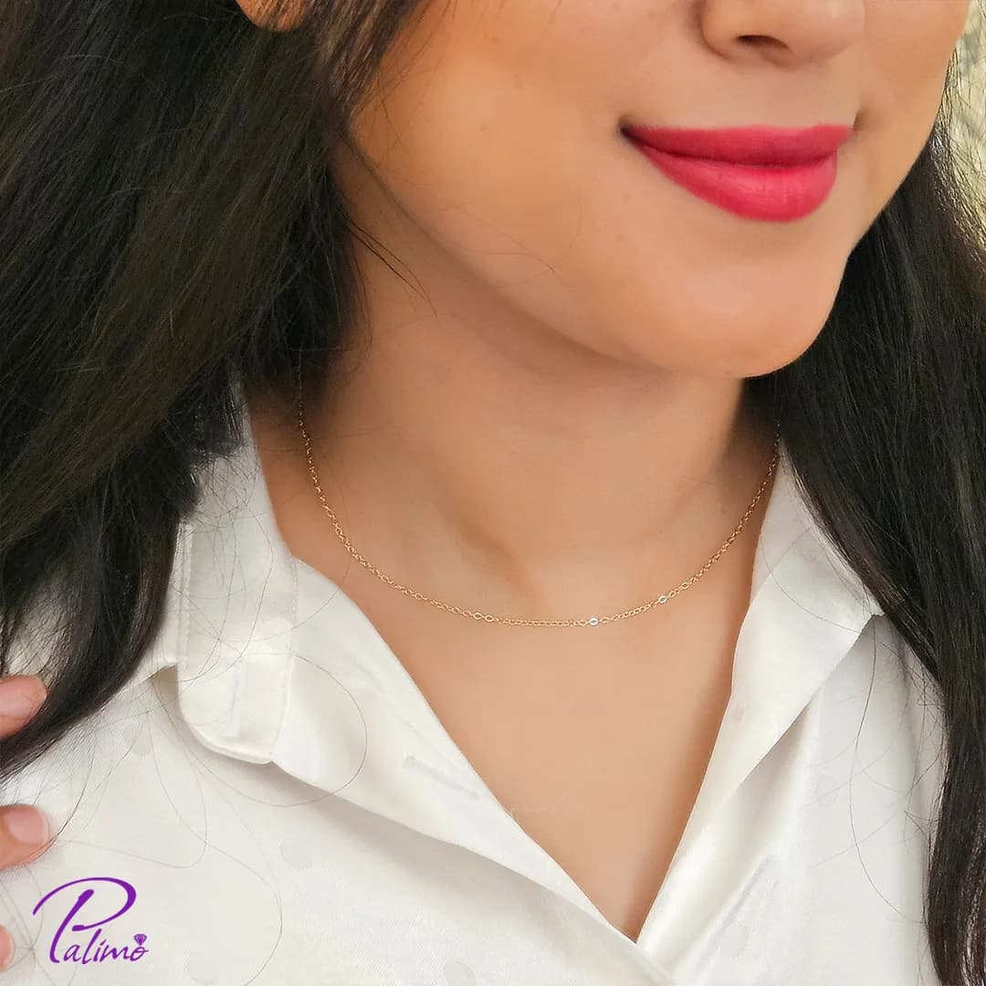زنجیر نقره طلایی کد C2086 با روکش طلای 18 عیار — تصویر ۲