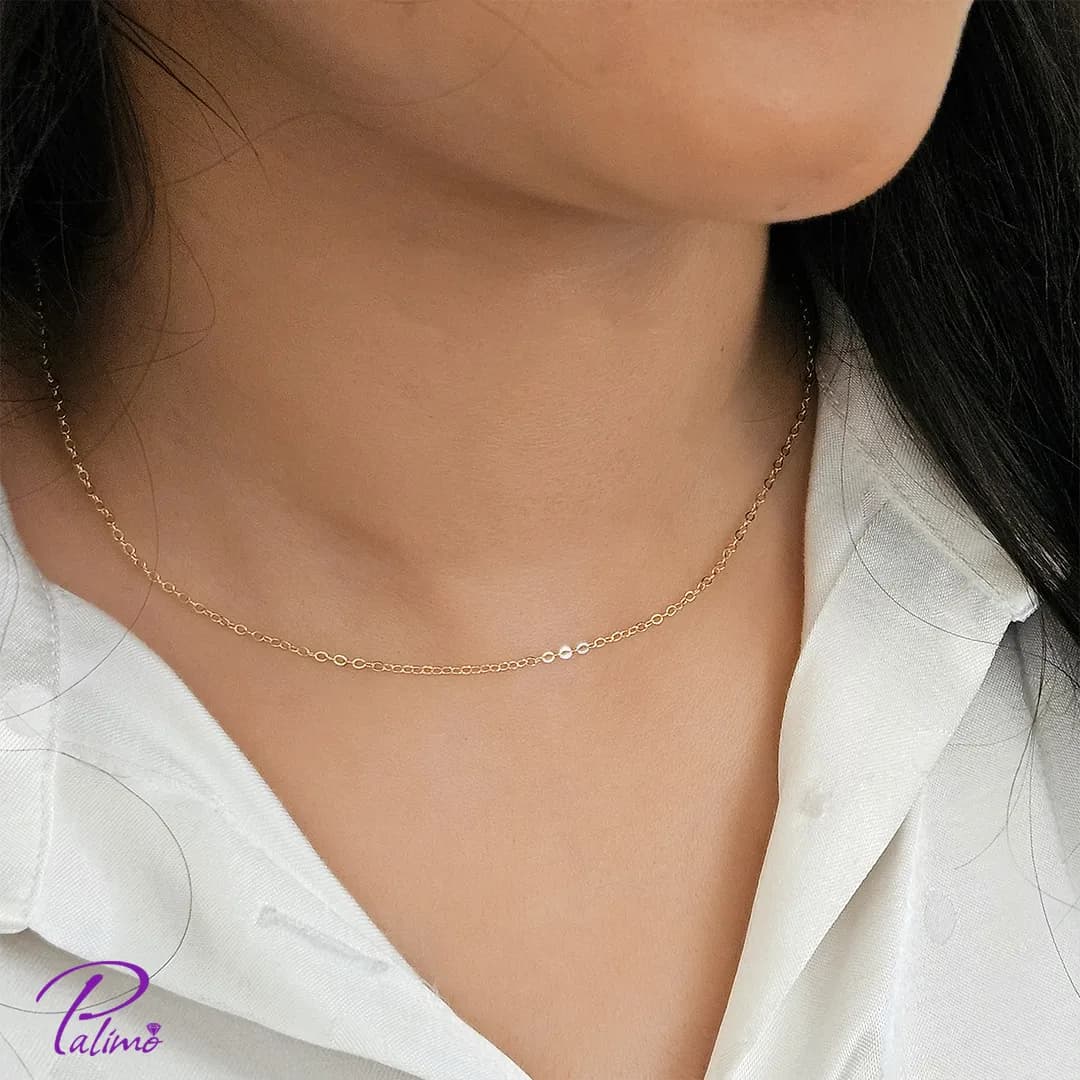 زنجیر نقره طلایی کد C2086 با روکش طلای 18 عیار — تصویر ۳