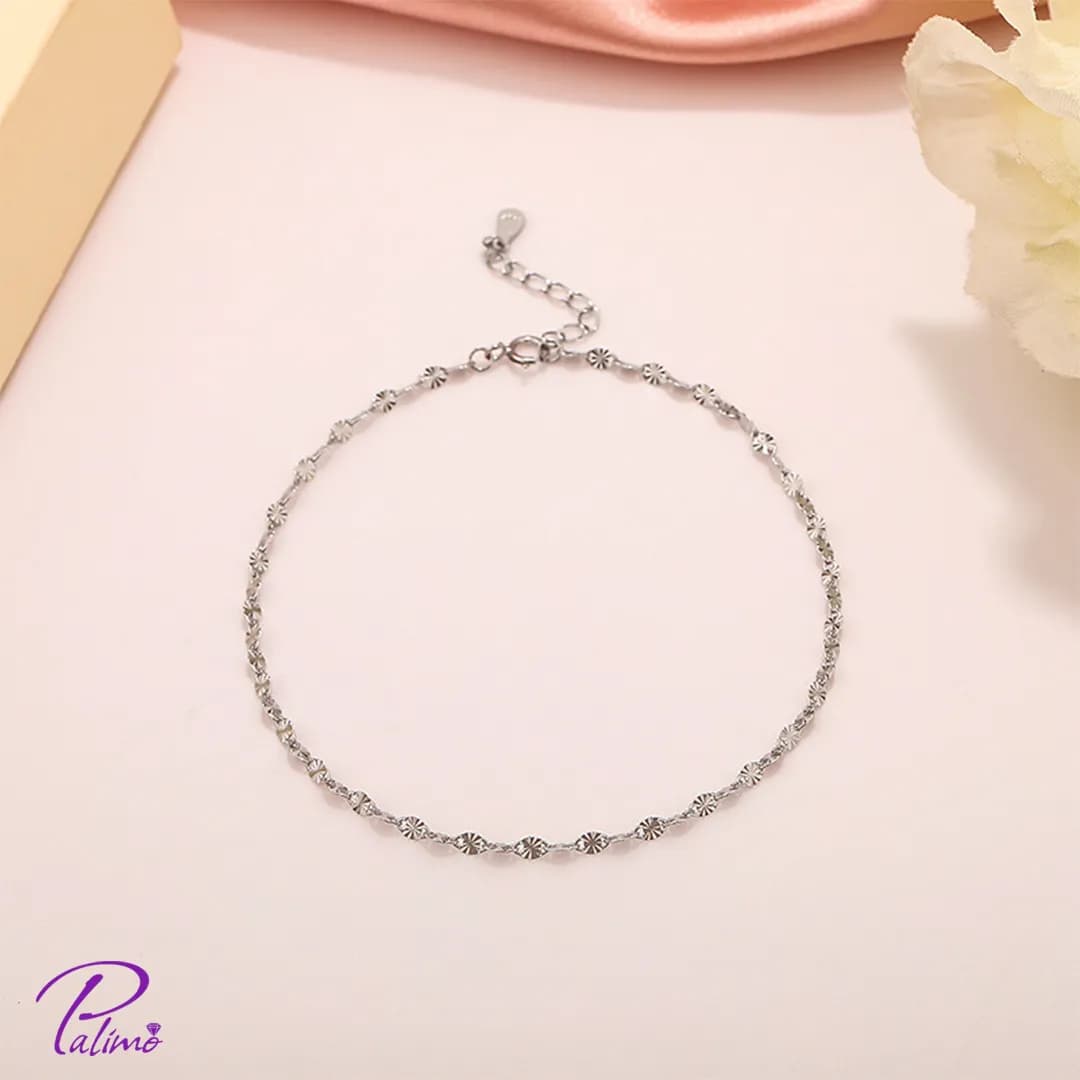 پابند نقره پیچ طنابی B2211 با روکش طلای سفید — تصویر ۴