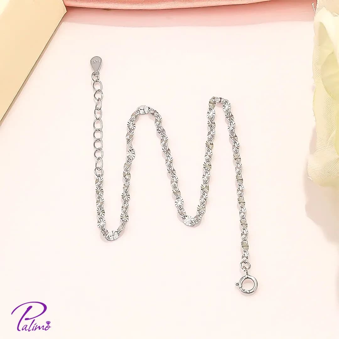 پابند نقره مدل پیچ B2180 با روکش طلای سفید — تصویر ۳
