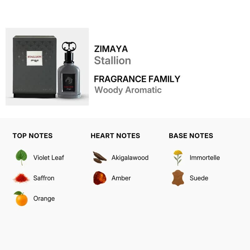 ادوپرفیوم مردانه استالیون زیمایا Zimaya stallion حجم 100 میلی لیتر — تصویر ۳