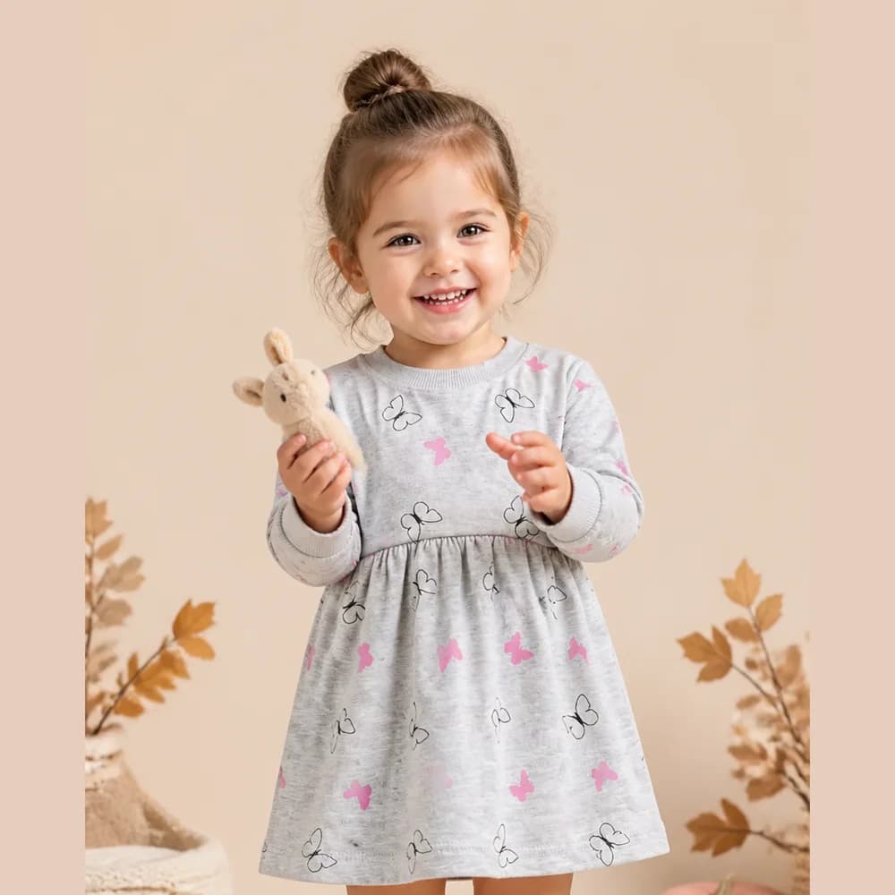 پیراهن طرح پروانه نوزاد دختر (3 تا 18 ماه) کد 629955