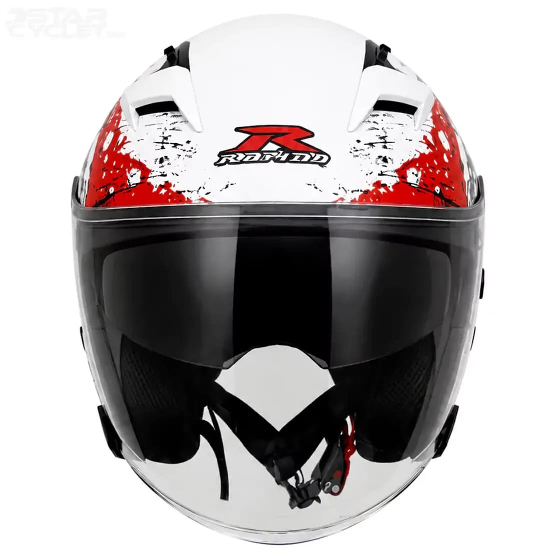 کلاه کاسکت بدون فک راپیدو مدل 878 SKULL SHINE WHITE RED BLACK — تصویر ۳