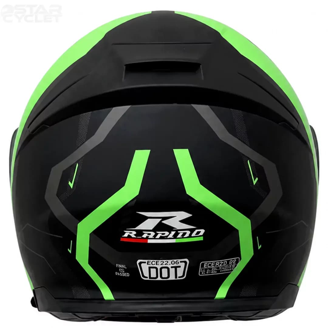 کلاه کاسکت فک متحرک راپیدو مدل 950 matt black green — تصویر ۶