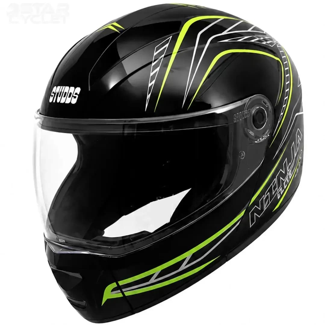 کلاه کاسکت فک متحرک استادز مدل NINJA ELITE BLACK GREEN WHITE