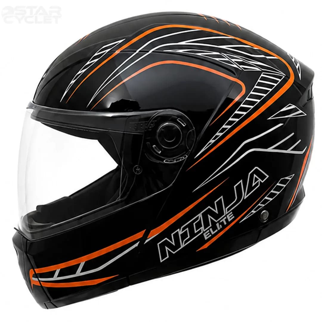 کلاه کاسکت فک متحرک استادز مدل NINJA ELITE BLACK ORANGE WHITE — تصویر ۲