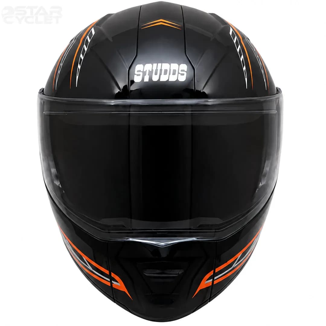کلاه کاسکت فک متحرک استادز مدل NINJA ELITE BLACK ORANGE WHITE — تصویر ۳