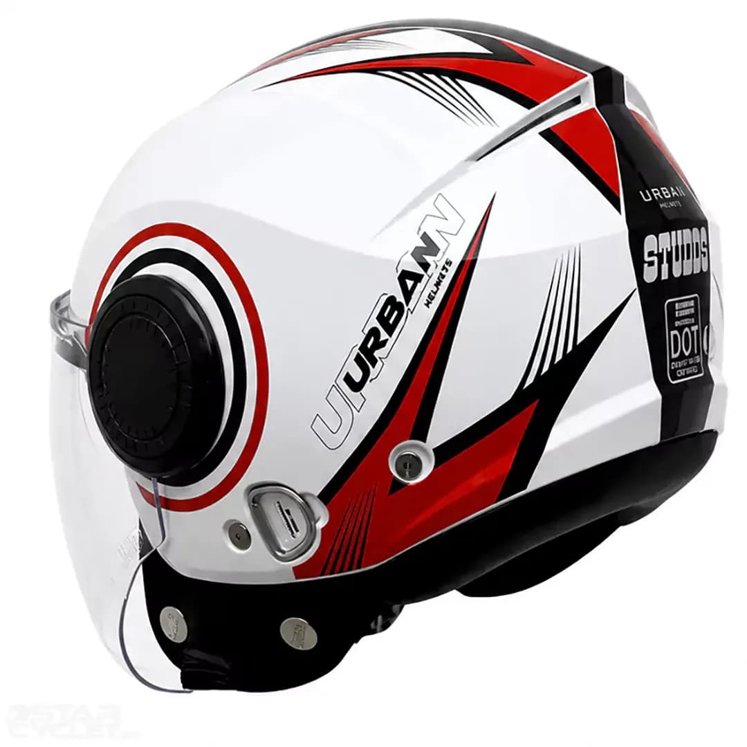 کلاه کاسکت بدون فک استادز مدل URBAN SUPER WHITE RED BLACK — تصویر ۴