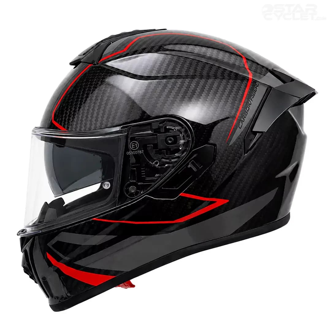 کلاه کاسکت فک ثابت راپیدو مدل 101SV CARBON GLOSSY RED GRAY — تصویر ۲
