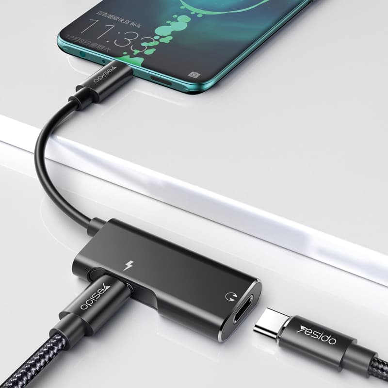 مبدل Aux تایپC یسیدو با قابلیت شارژ YAU23 — تصویر ۲