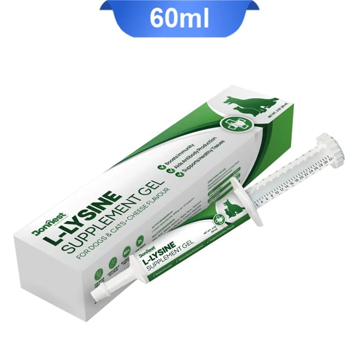 ژل ال لیزن سگ و گربه بونست برای بهبود ایمنی بدن طعم پنیر وزن 60 میلی لیتر Bonnest L-Lysine Gel