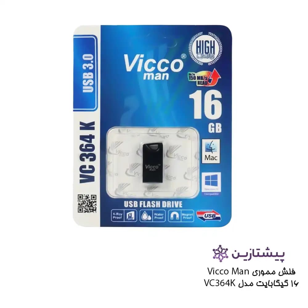فلش ویکومن مشکی 16 گیگ USB3 مدل BLACK VC 364