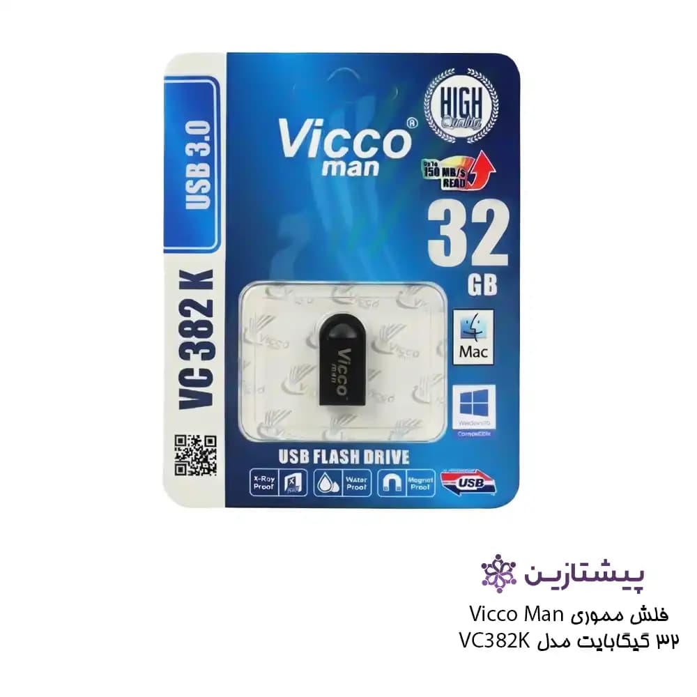 فلش ویکومن مشکی 32 گیگ USB3 مدل BLACK VC 382