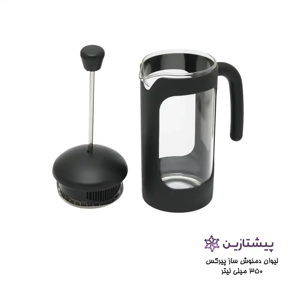لیوان فرنچ پرس پیرکس مشکی 350 میلی لیتر مدل COFFI MAKER P6 — تصویر ۲