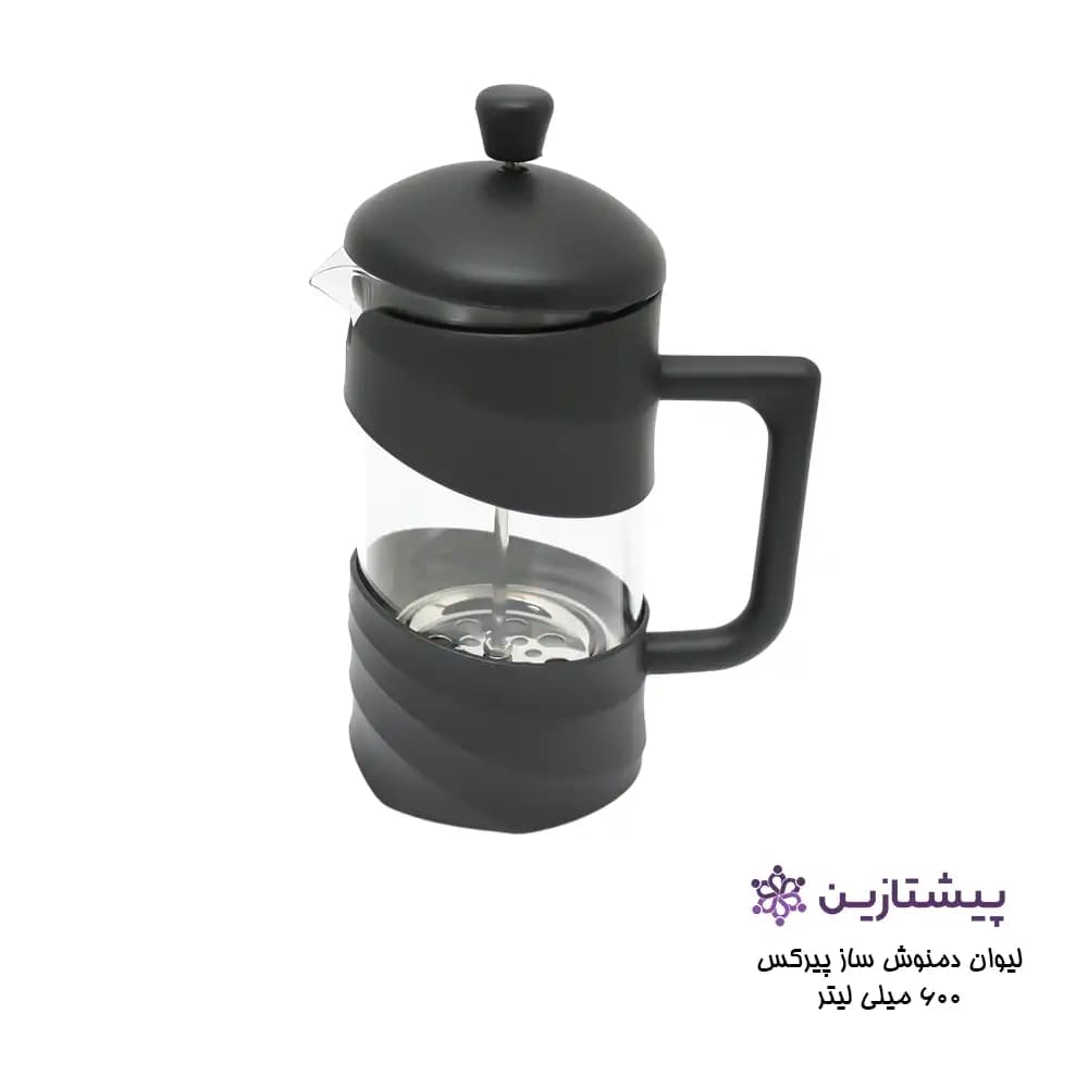 لیوان فرنچ پرس پیرکس مشکی 600 میلی لیتر مدل COFFI MAKER P3