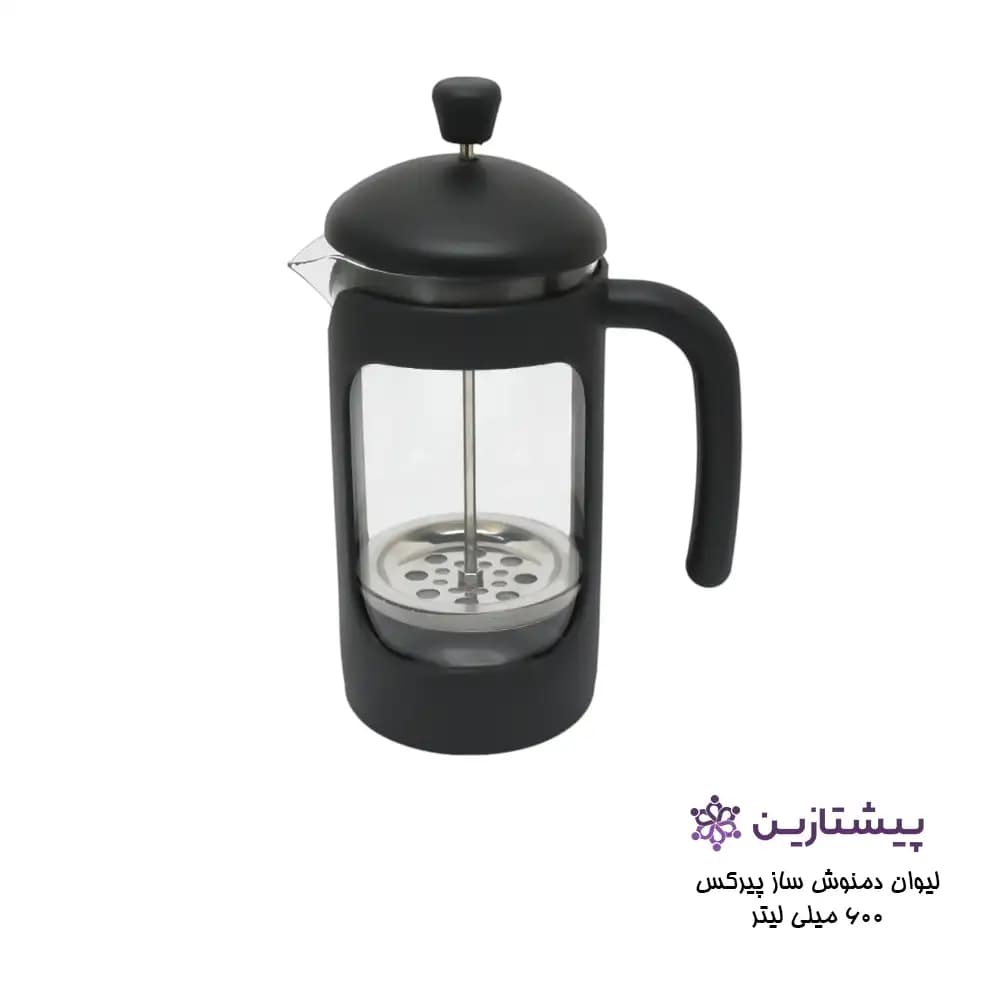 لیوان فرنچ پرس پیرکس مشکی 600 میلی لیتر مدل COFFI MAKER P1