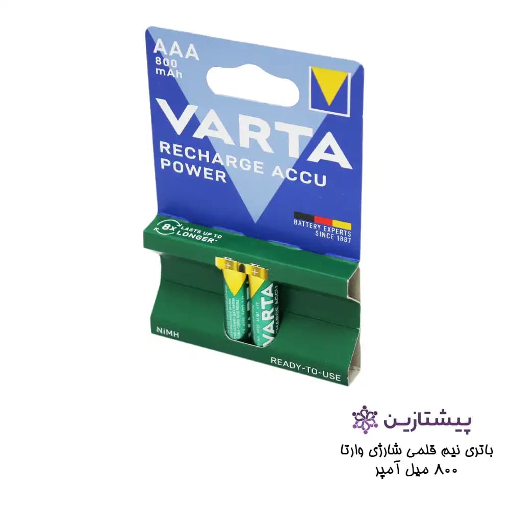 باتری نیم قلمی قابل شارژ وارتا مدل ACCU 800 میلی آمپر Varta