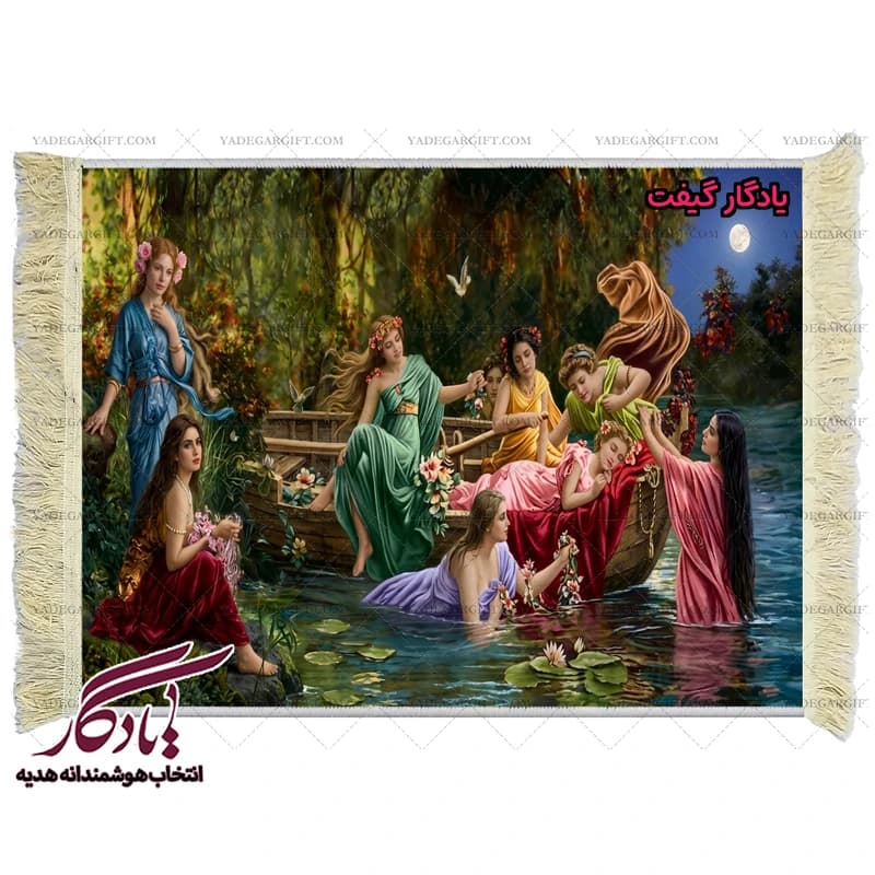 تابلو فرش ماشینی طرح فرانسوی هشت پری کد f121