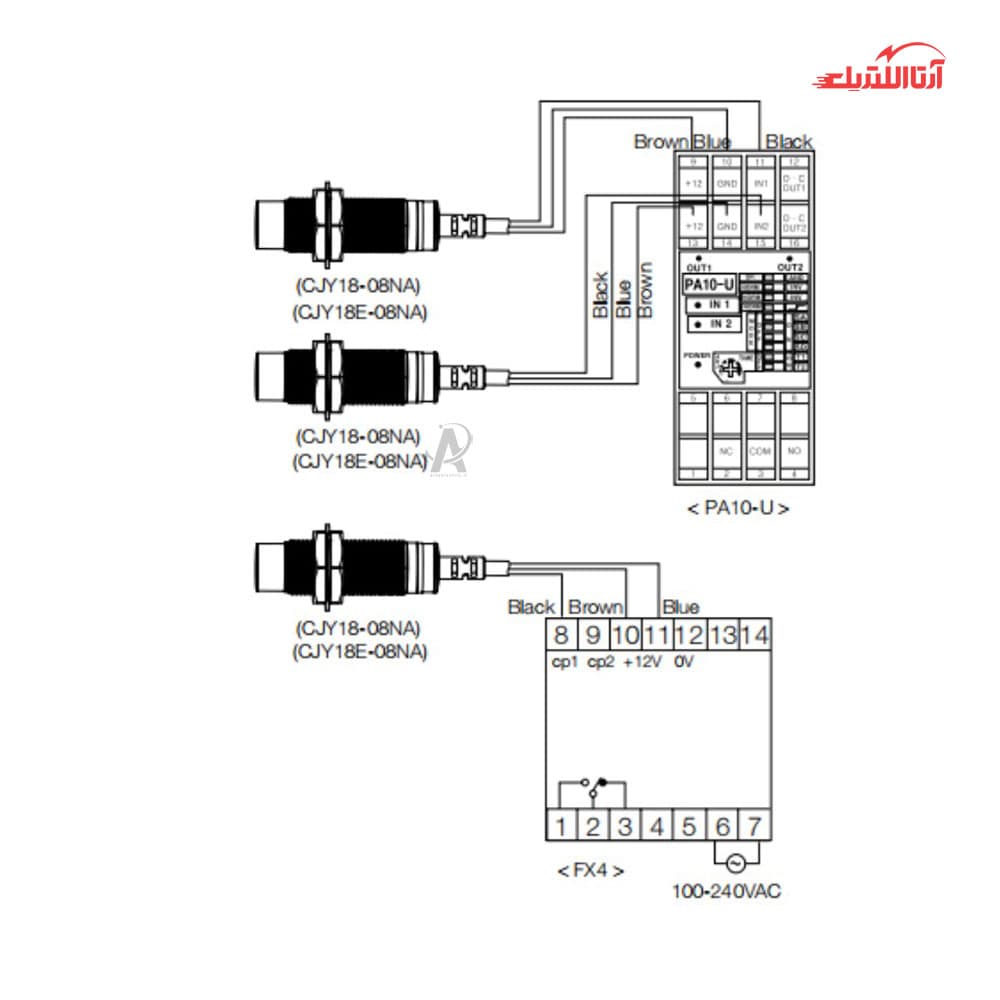 سنسور القایی سرتخت 18mm کابلی 3 سیم CNTD مدل CJY18E-05 — تصویر ۵