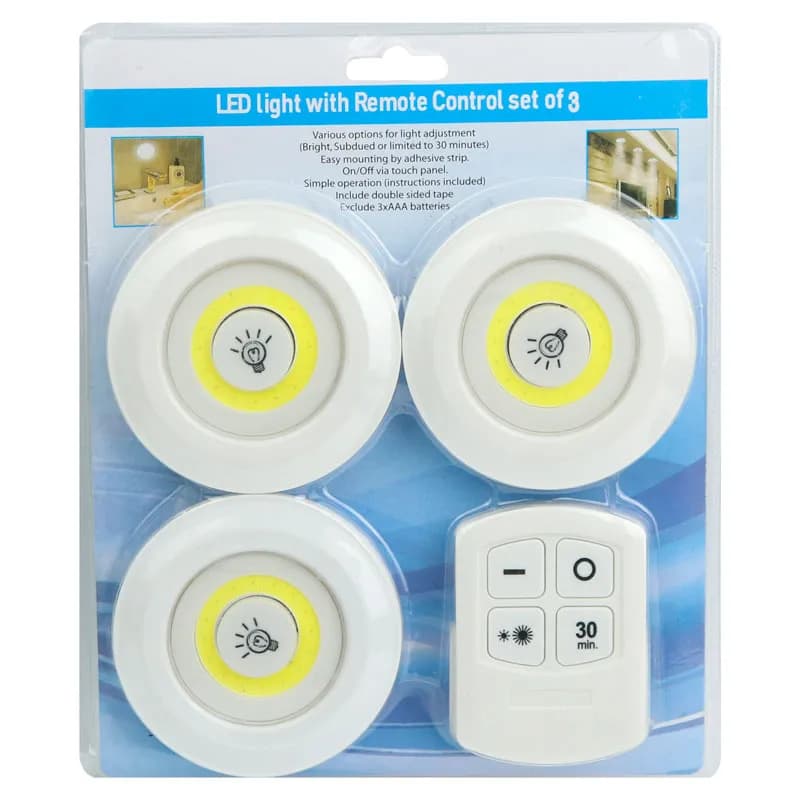لامپ هالوژنی باتری خور 3 تایی LED Light COB + ریموت کنترل — تصویر ۲