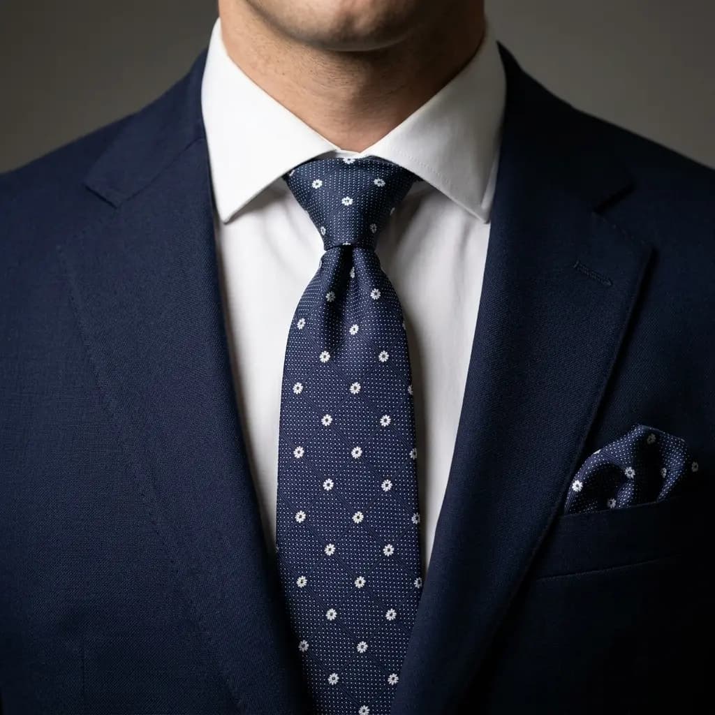 کراوات و پوشت دستدوز طرح بابونه برند Massimo Dutti — تصویر ۲