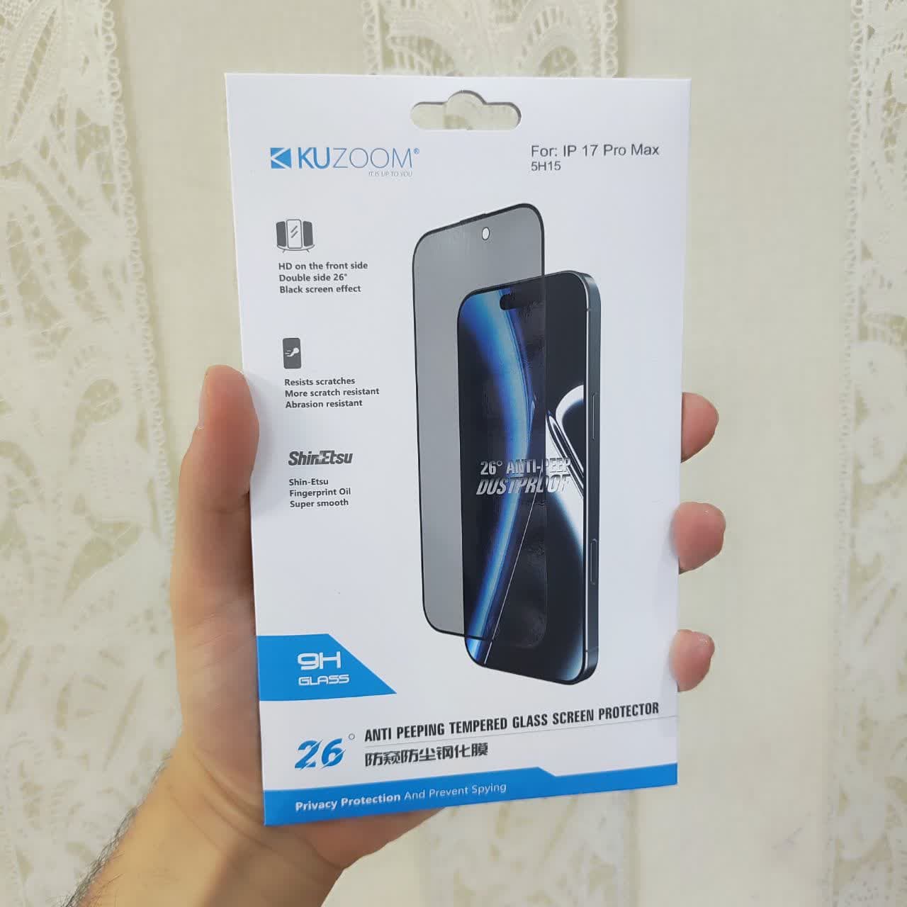 محافظ صفحه نمایش پرایوسی کازوم مناسب آیفون 17 پرومکس KUZOOM — تصویر ۴
