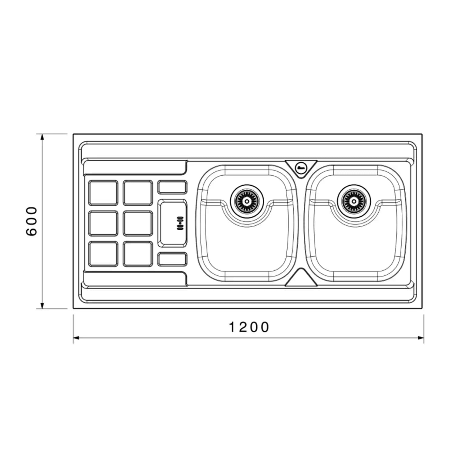 سینک ظرفشویی روکار بیمکث BS 919 ابعاد 60 * 120 — تصویر ۳