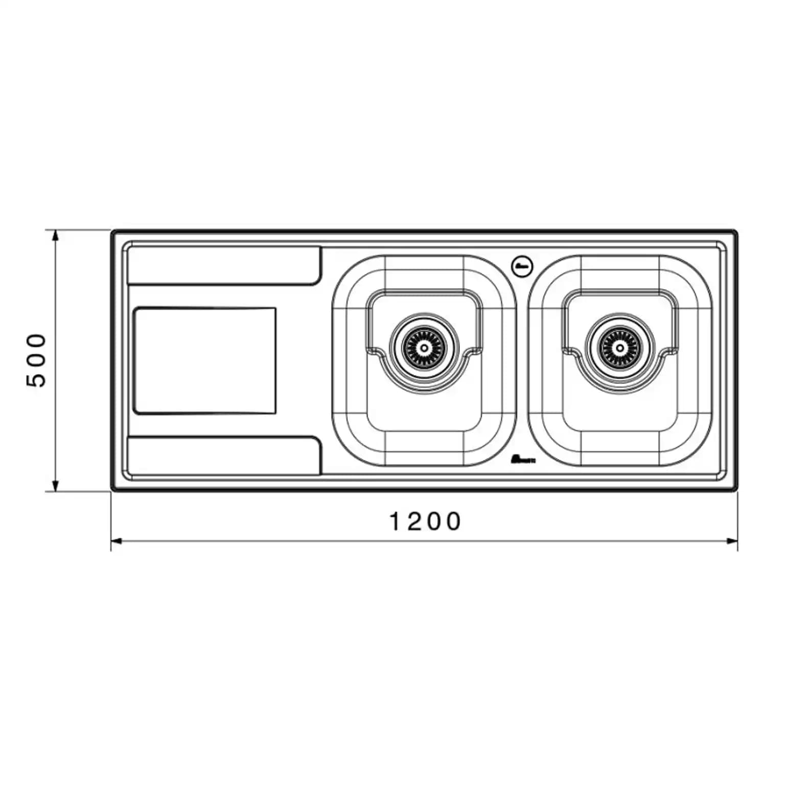 سینک ظرفشویی توکار بیمکث BS 923 ابعاد 50 * 120 — تصویر ۳