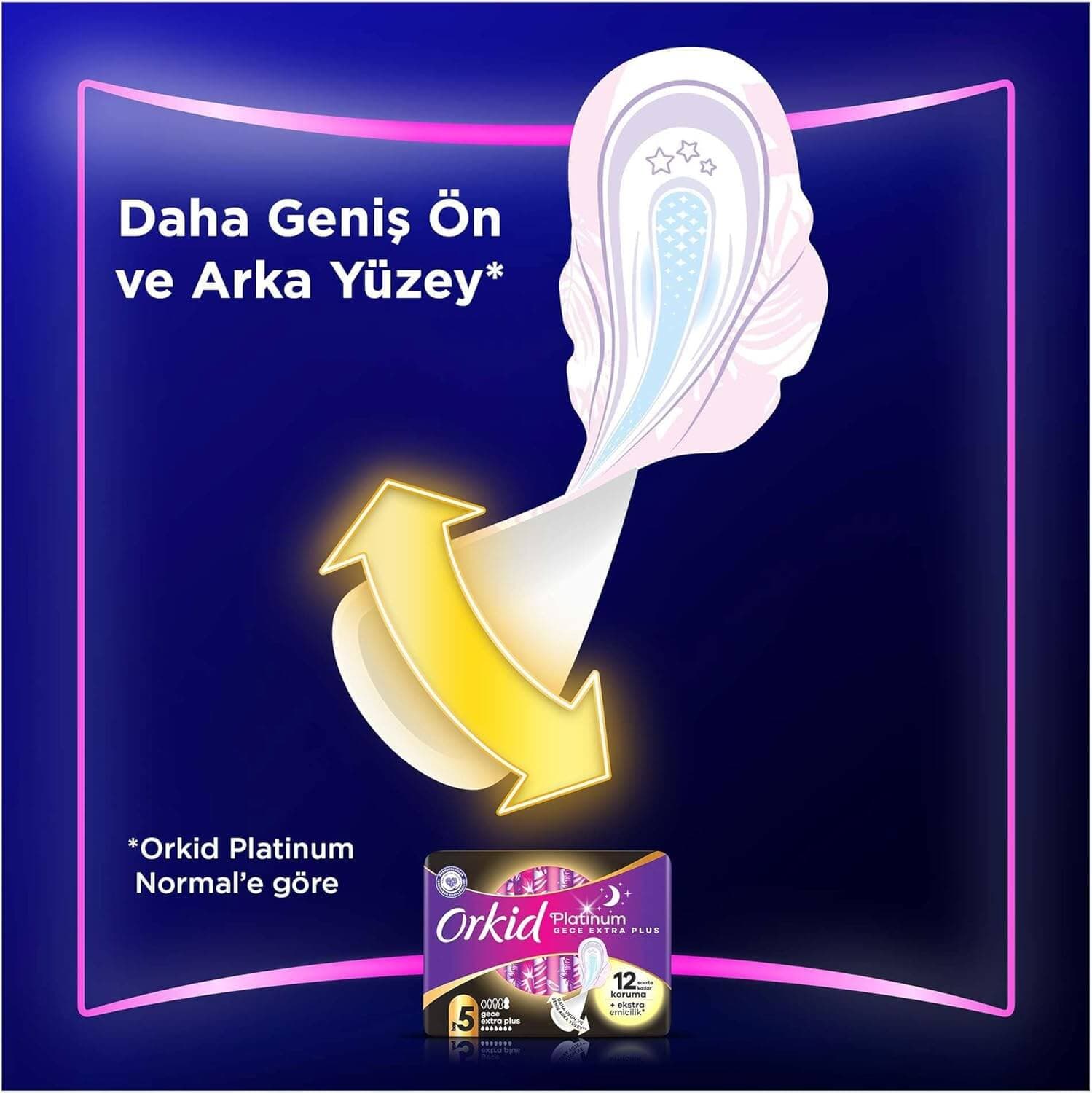 نوار بهداشتی شب ارکید مدل Platinum پلاتینیوم تعداد 20 عددی — تصویر ۴